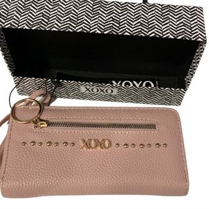 XOXO Pink Zip Around Wallet Wristlet